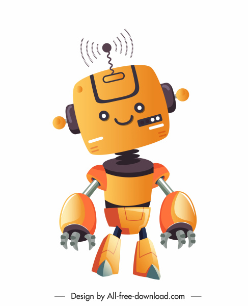 robot model icon cute cartoon character sketch humanoid shape