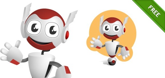 robot vector character on a wheel