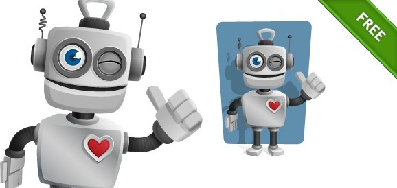 robot vector character with thumbs up