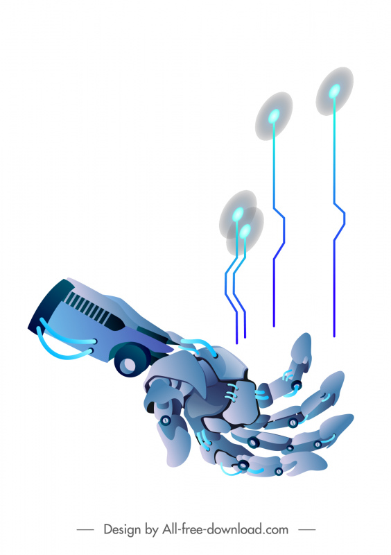 robothand rendering icon 3d technology design