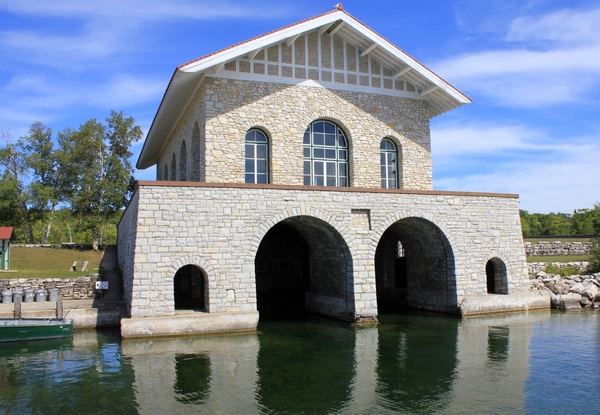 rock island boathouse at rock island state park wisconsin