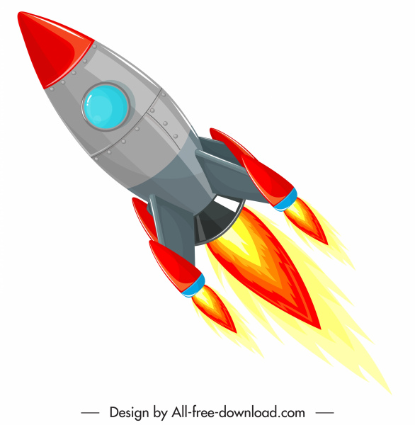 rocket spaceship icon colorful modern design flying sketch