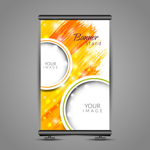 roll up banner design with vertical abstract background