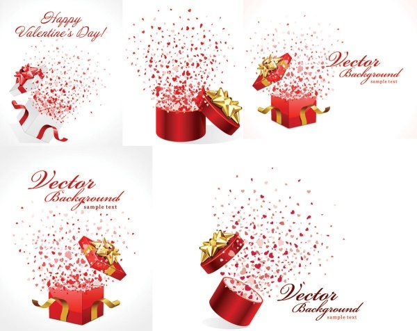 romantic gift opening moments vector