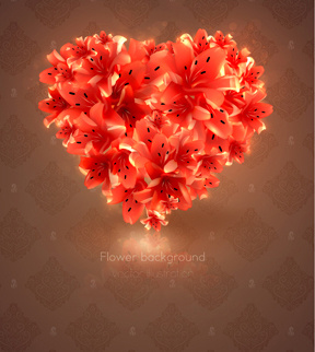 romantic heart cards vector background set 