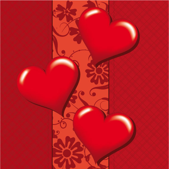 romantic heart greeting cards background vector set 