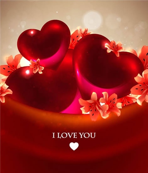 romantic hearts background vector