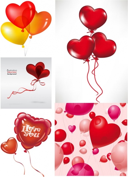 romantic heartshaped balloons vector