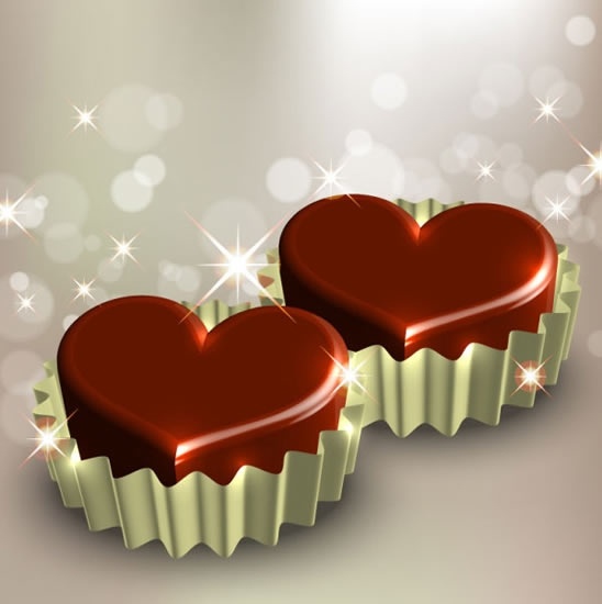 love background heart chocolate candies bokeh lights decor