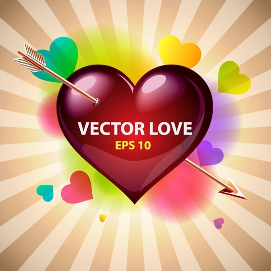 love background shiny colorful decor arrow heart sketch