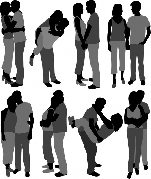 Vector romantic lovers silhouette free vector download ...