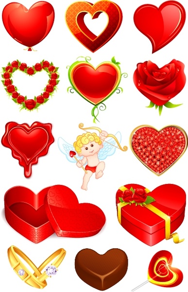 romantic valentine39s day heartshaped vector elements