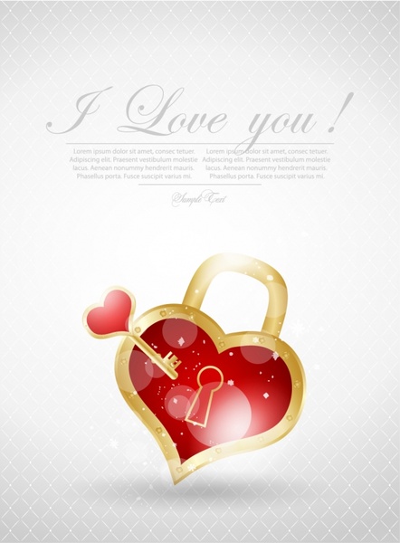 romantic valentine39s day heartshaped vector heart lock key