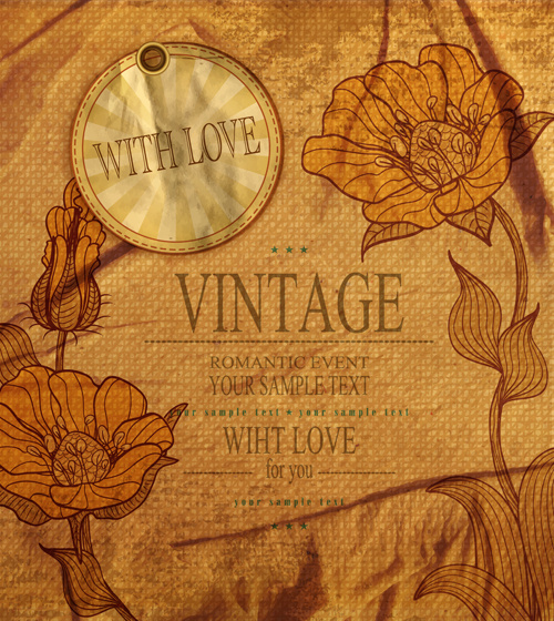romantic vintage cards with love vector