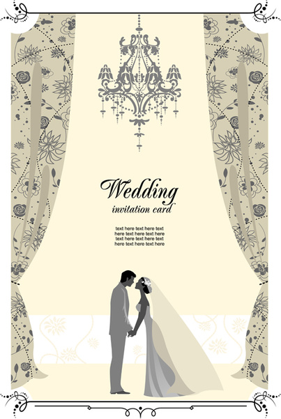 romantic wedding elements backgrounds vector