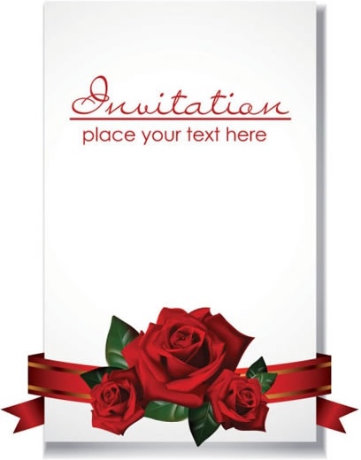 wedding card cover template elegant roses ribbon decor