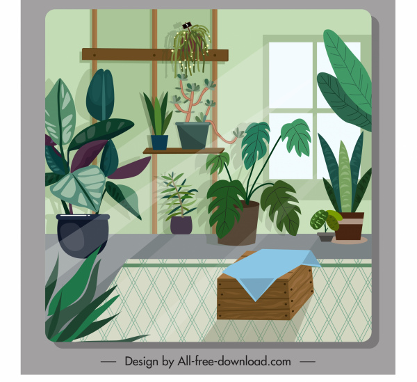 room decor template houseplant sketch classic design