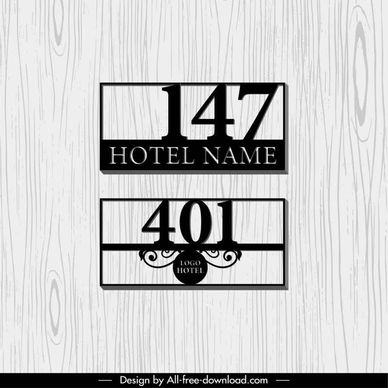 room number sign template elegant classical contrast