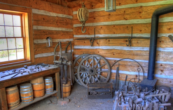 room with a wheel at fort wilkens state park michigan
