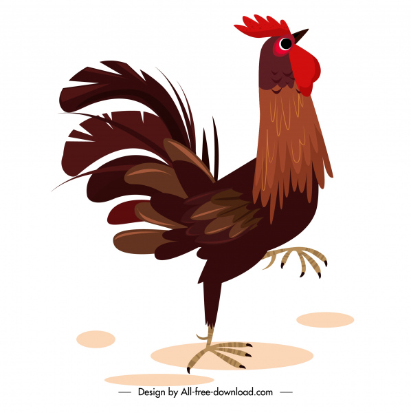 rooster icon colored cartoon sketch