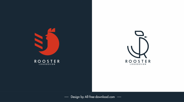 rooster logo template flat handdrawn design