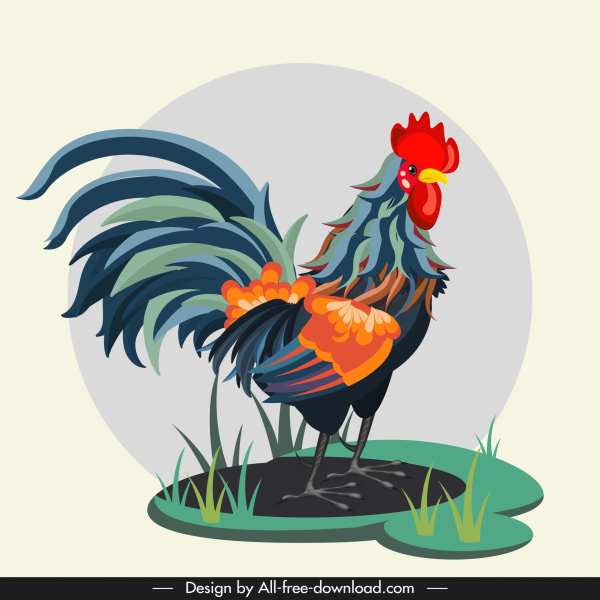 rooster painting colorful classical design