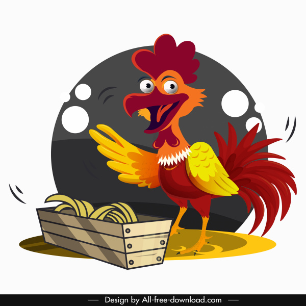 rooster painting funny cartoon design