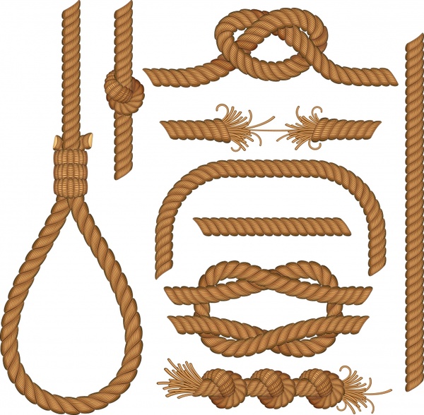 rope icons brown decor various shapes sketch