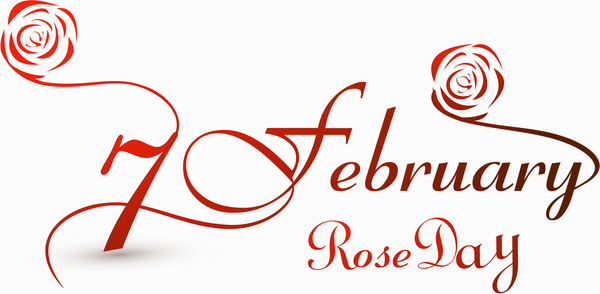rose day for valentine week colorful typography text vector illustration