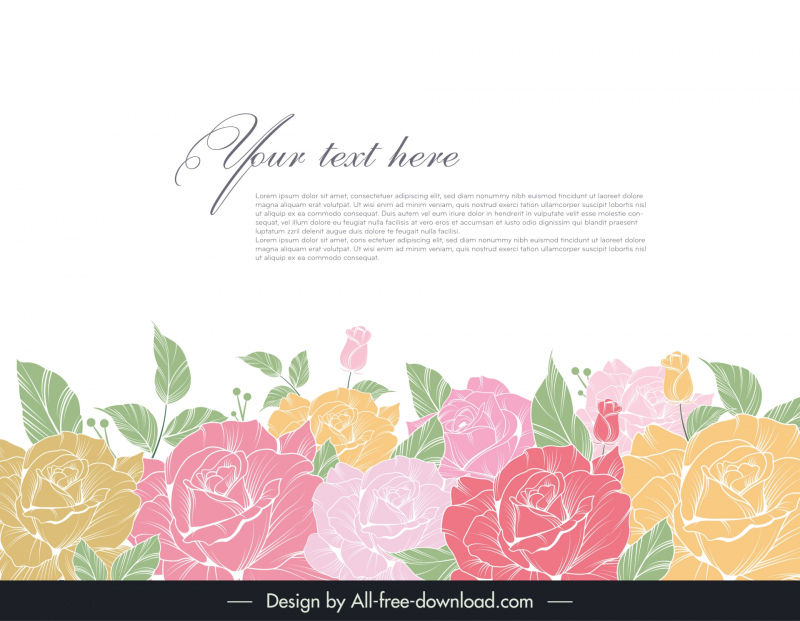 rose flower background template elegant blossom 