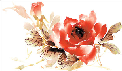 Rose watercolor style layered psd