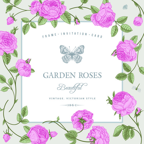 Download Rose with butterfly vintage cards vector graphic Free ...