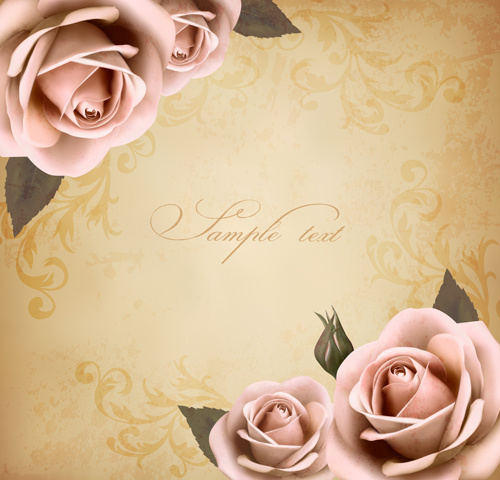 roses and vintage background vector