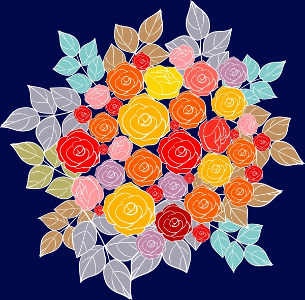 roses background design colorful closeup sketch