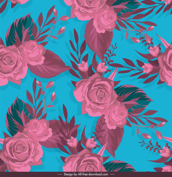 roses pattern colored classical decor