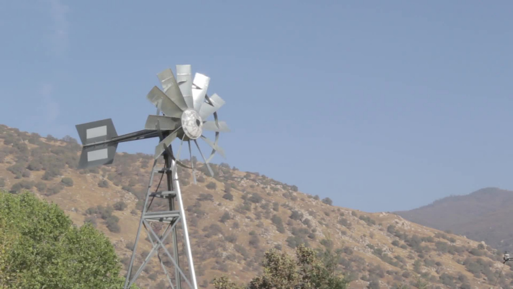rotating fans of metallic windmill