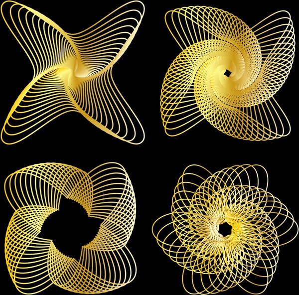 decorative elements dynamic 3d symmetric spiral twisted shapes