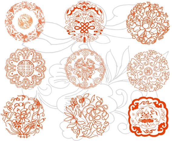 round auspicious patterns vector