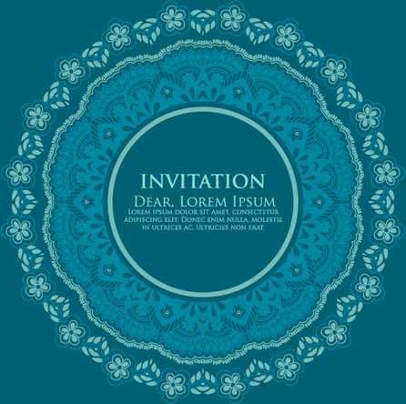 round floral pattern invitation cards vector 