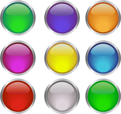 round glass button web design vector 