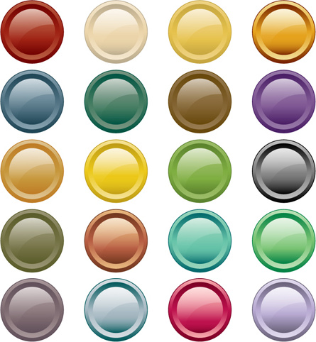 round glass button web design vector 
