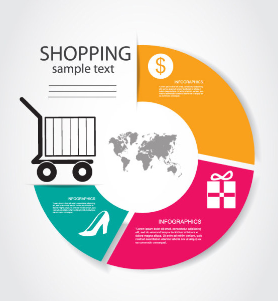 round shopping infographic vector