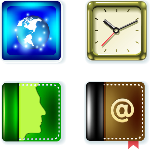 round square icons set
