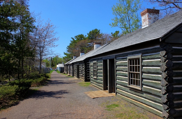 row of houses at fort wilkens state park michigan 