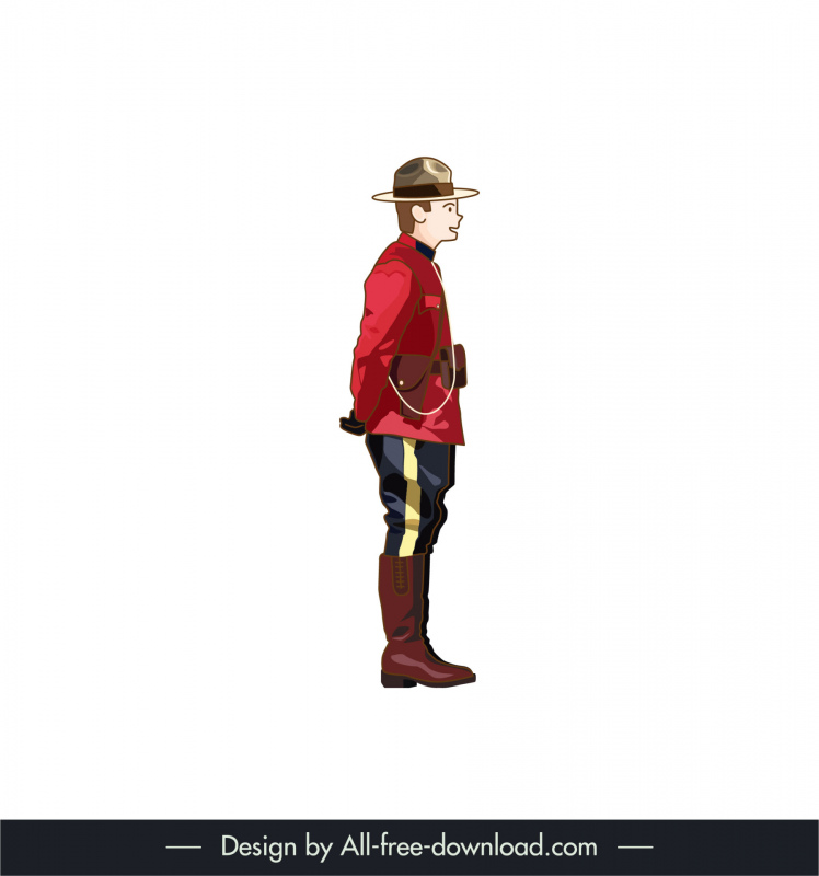 Royal canadian mounted police icon standing gesture sketch cartoon  character Vectors graphic art designs in editable .ai .eps .svg .cdr format  free and easy download unlimit id:6928888