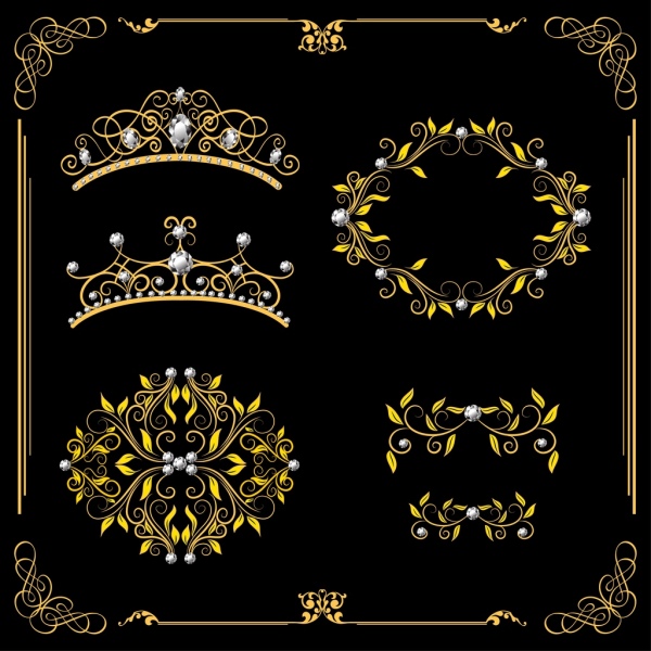 royal crown design elements luxury classical curves decor