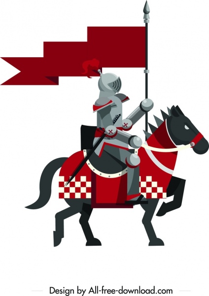 royal knight icon colored vintage design