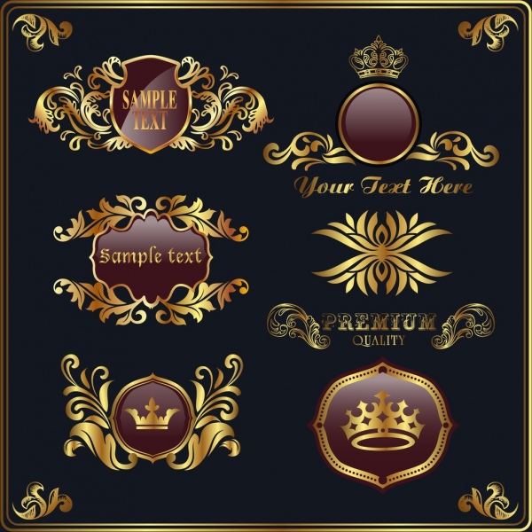 royal logo design elements golden shiny classical decor