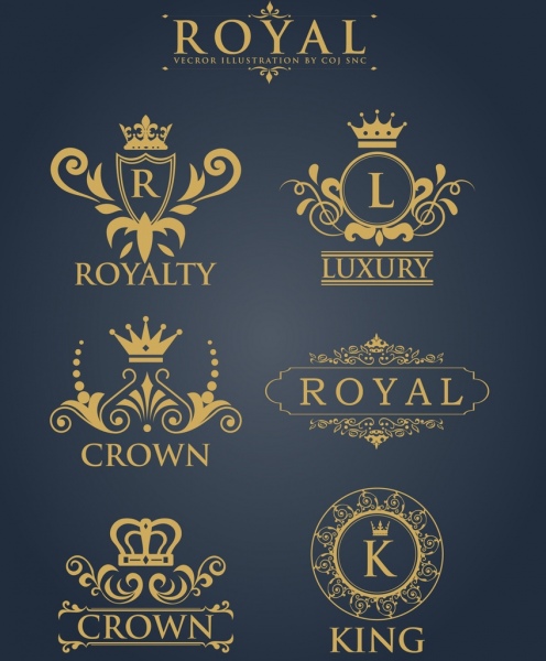 royal logotypes classical luxury design crown decoration
