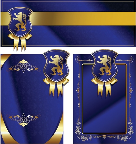 royal shield ribbon card vector 